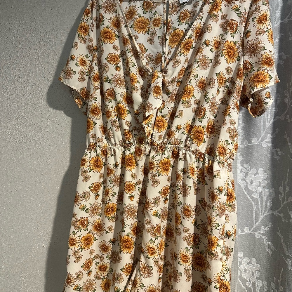 Floral Print Jumpsuit in Cream and Yellow